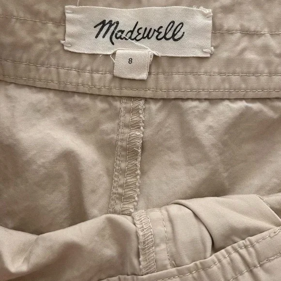 Madewell light khaki chino style 100% pleated long shorts high rise sz 8 - Picture 5 of 7